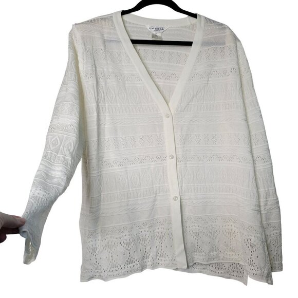Exclusively Misook Knit Crochet Cardigan V Neckline Sparkle Buttons Size 2X - Picture 1 of 12